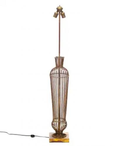 Hollywood Regency Gilt Iron Tall Lamps c 1960s