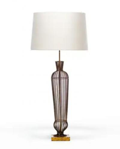 Hollywood Regency Gilt Iron Tall Lamps c 1960s