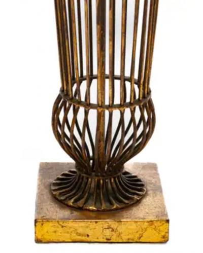 Hollywood Regency Gilt Iron Tall Lamps c 1960s