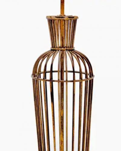 Hollywood Regency Gilt Iron Tall Lamps c 1960s