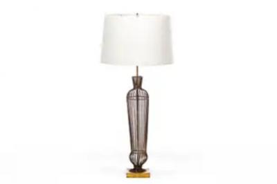 Hollywood Regency Gilt Iron Tall Lamps c 1960s