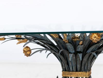 Hollywood Regency Gilt Metal Sheaf of Wheat Coffee Table France Mid 20th C 