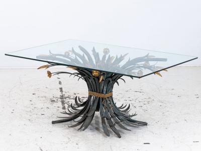 Hollywood Regency Gilt Metal Sheaf of Wheat Coffee Table France Mid 20th C 