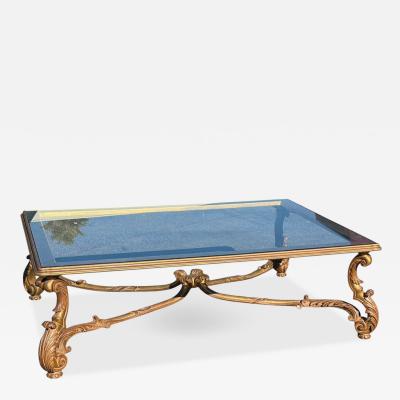 Hollywood Regency Giltwood Glass Cocktail Table