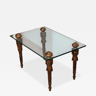Hollywood Regency Giltwood Glass Side Table