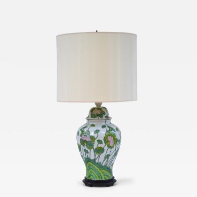 Hollywood Regency Ginger Jar Form Ceramic Table Lamp