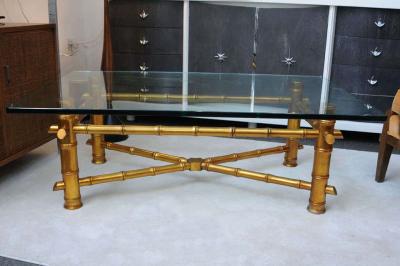 Hollywood Regency Gold Bamboo coffee Table