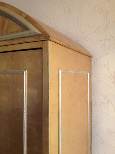 Hollywood Regency Gold and Silver Leaf Cabinet