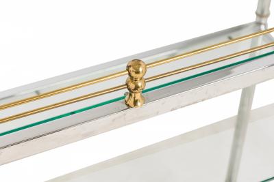Hollywood Regency High Style Chrome and Brass Three Tier Serving Trolley