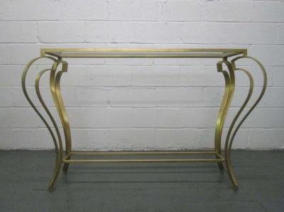 Hollywood Regency Iron Gold Gild Console Table