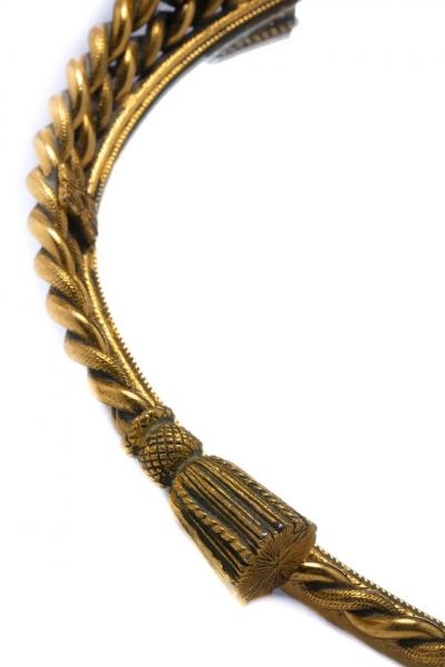 Hollywood Regency Italian Brass Rope Tassel Framed Mirrored Tray c 1965