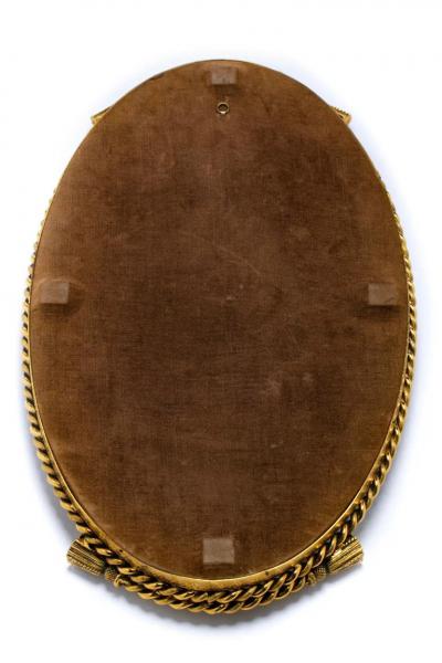 Hollywood Regency Italian Brass Rope Tassel Framed Mirrored Tray c 1965