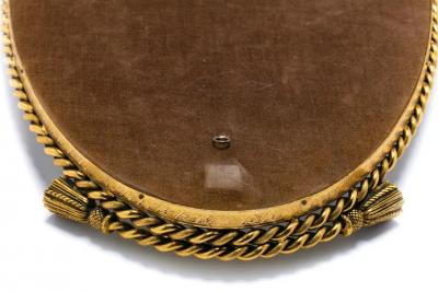 Hollywood Regency Italian Brass Rope Tassel Framed Mirrored Tray c 1965