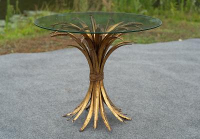 Hollywood Regency Italian Gold Gilt Glass Circular or Round Side Table