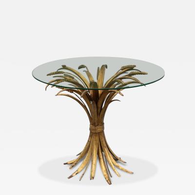 Hollywood Regency Italian Gold Gilt Glass Circular or Round Side Table