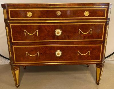 Hollywood Regency Jansen Style Chests or Commodes Tortoise Shell Finish a Pair