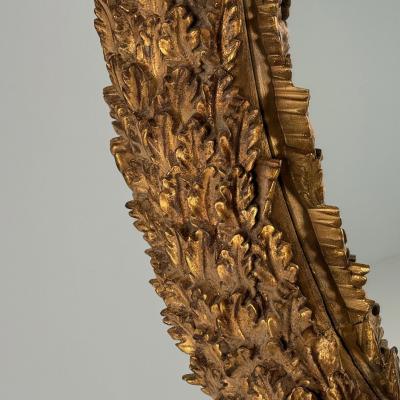 Hollywood Regency Large Oval Wall Mirrors Carved Giltwood Leaf Motif 21st C 