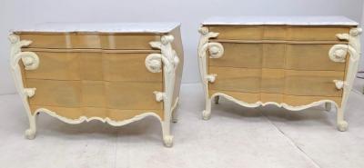 Hollywood Regency Louis XV Commode Nightstands or Dressers by Casaragi a Pair