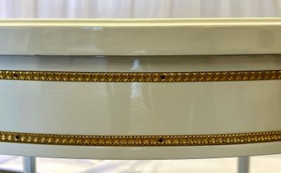 Hollywood Regency Louis XVI Style Dining Table White Lacquer Bronze