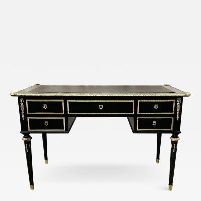 Hollywood Regency Maison Jansen Desk Ebony Bronze Leather France 1930s