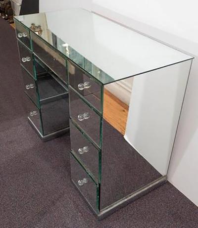 Hollywood Regency Mirrored Art Deco Desk