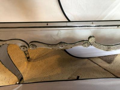 Hollywood Regency Mirrored Console with Applied Decoration and Cabriolet Legs