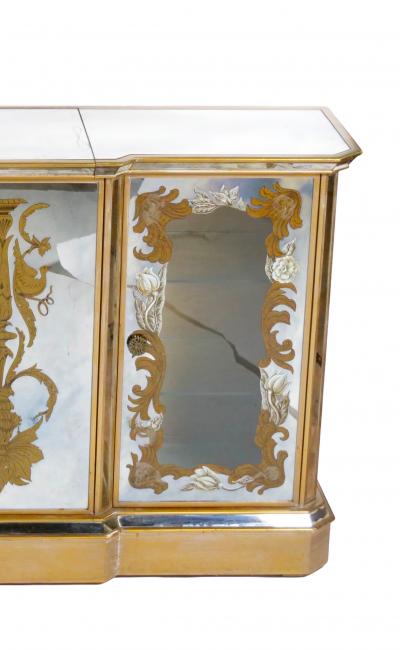 Hollywood Regency Mirrored Eglomise Bar Credenza Server