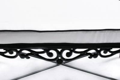 Hollywood Regency Neo Baroque Patio Love Seat Bench in Black Lacquer c 1960
