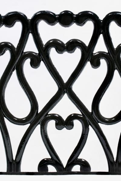 Hollywood Regency Neo Baroque Patio Love Seat Bench in Black Lacquer c 1960