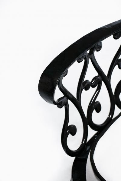 Hollywood Regency Neo Baroque Patio Love Seat Bench in Black Lacquer c 1960
