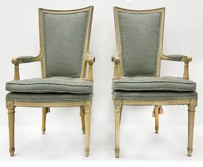 Hollywood Regency Neoclassical Style High Back Armchairs