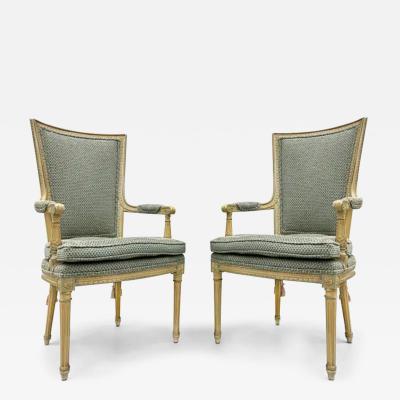Hollywood Regency Neoclassical Style High Back Armchairs