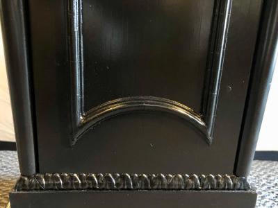 Hollywood Regency Neoclassical Style Pedestal Ebonized and Parcel Gilt Decorated