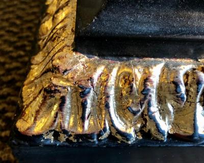 Hollywood Regency Neoclassical Style Pedestal Ebonized and Parcel Gilt Decorated