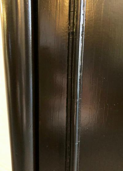 Hollywood Regency Neoclassical Style Pedestal Ebonized and Parcel Gilt Decorated