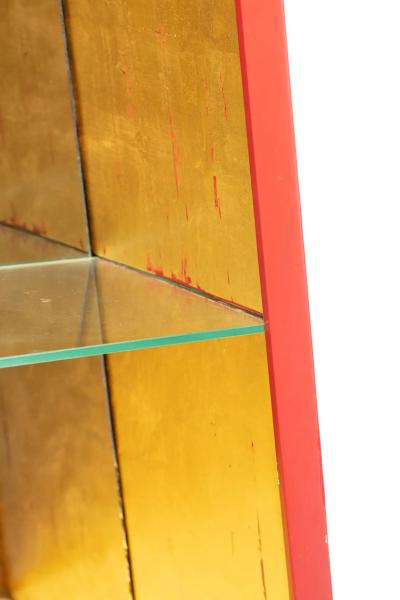 Hollywood Regency Obelisk Cabinet Finished in Red Lacquer Gold Leaf circa 1960