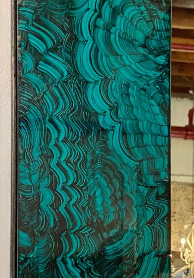 Hollywood Regency Octagonal Wall Mirrors Antiqued Malachite Style