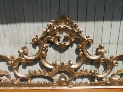 Hollywood Regency Ornate Cast Metal Antique Italian Gilded King Size Headboard