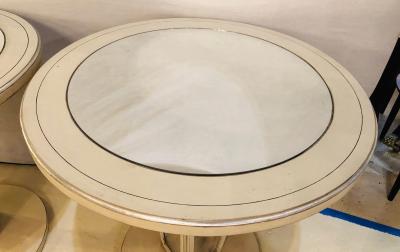 Hollywood Regency Paint Decorated Mirrored Side End or Lamp Tables a Pair