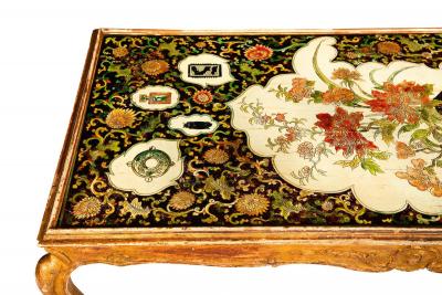 Hollywood Regency Painted Polychromed Low Coffee Table ca 1940