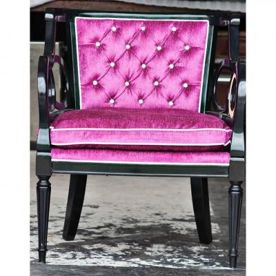Hollywood Regency Purple Tufted Armchair