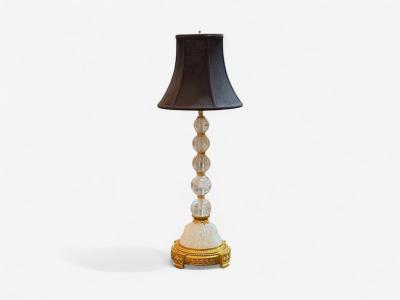 Hollywood Regency Rock Crystal Bronze Table Lamps France 1960s