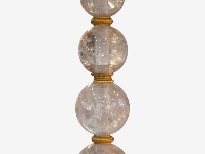 Hollywood Regency Rock Crystal Bronze Table Lamps France 1960s