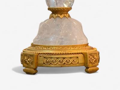 Hollywood Regency Rock Crystal Bronze Table Lamps France 1960s