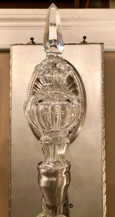 Hollywood Regency Silver Gilt Wall Scones with Crystal Set of Four