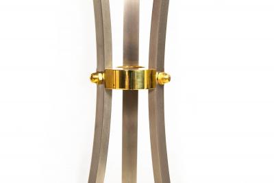 Hollywood Regency Steel Marble Top Pedestal Plant Stand Gueridon Table