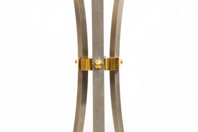 Hollywood Regency Steel Marble Top Pedestal Plant Stand Gueridon Table