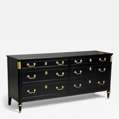 Hollywood Regency Style Black Lacquer Bronze Dresser USA 1960s