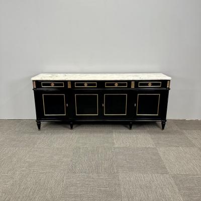 Hollywood Regency Style Black Lacquer Sideboard Credenza Maison Jansen Style