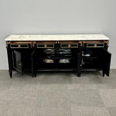 Hollywood Regency Style Black Lacquer Sideboard Credenza Maison Jansen Style